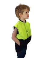 Caution Children's Hi Vis Oilskin Sleeveless Vest - Yellow / Brown