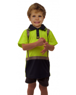 Caution Hi-Vis Childrens Microfibre Polo - Yellow/Navy